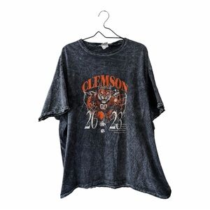 Black Washed Clemson Football Graphic T Shirt Oversized Tee Size 3XL